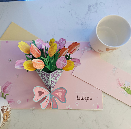 Tulip Bouquet 3D/Pop-up Cards for Birthday/Event/Gift/Mother's day