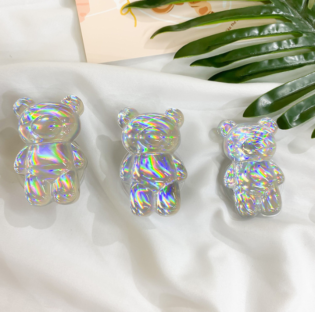 Laser 3D Teddy Bear Resin Smart Phone Finger Holder/Phone Stand for Watching Video/Drama/TV Show