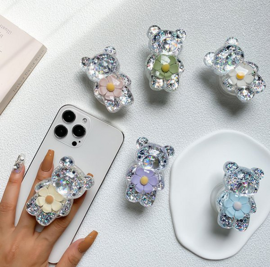 Baby Teddy Bear Resin Smart Phone Finger Holder/Phone Stand for Watching Video/Drama/TV Show