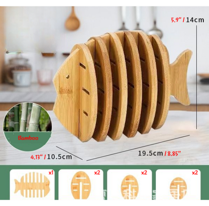 Bamboo Animal Coaster/Trivet Set for Cup/Pot/Tea