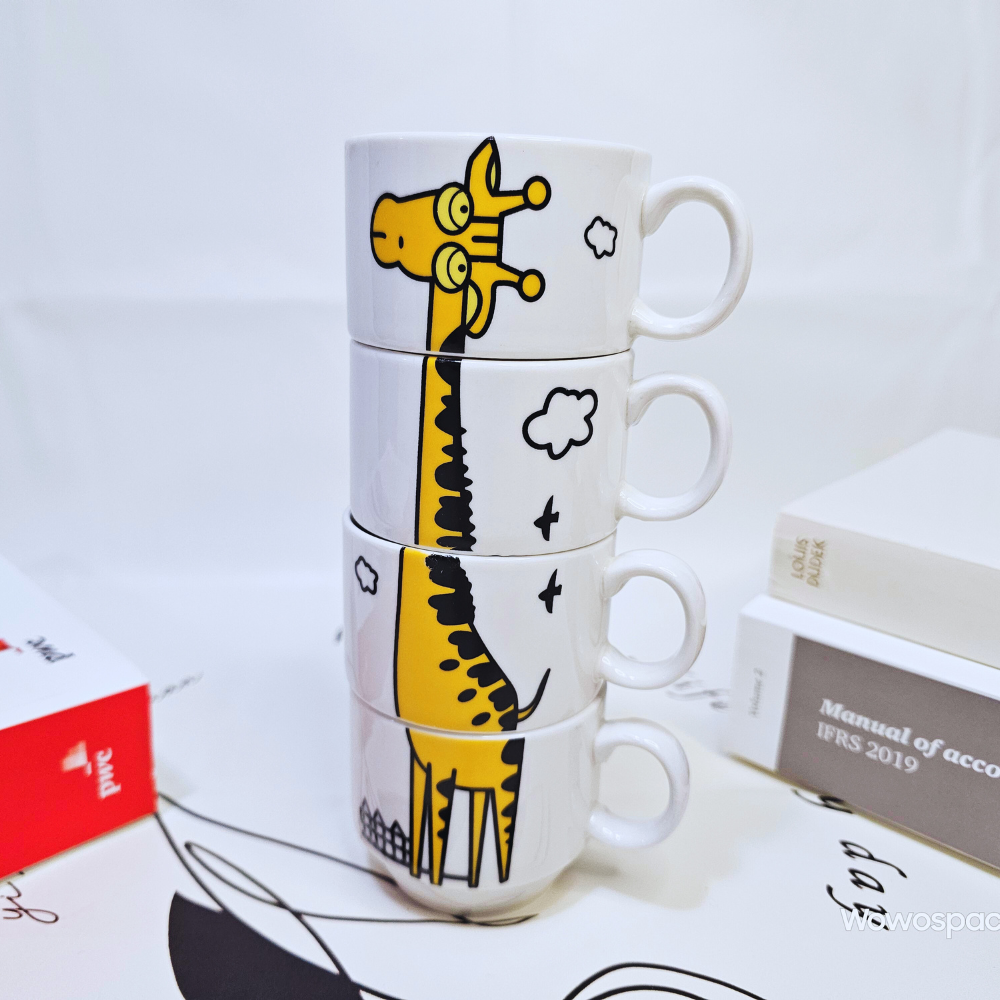 Giraffe Espresso Coffee Mug/Tea Cup Set(4 Cups) for Espresso/Coffee/Tea/Milk/Breakfast (200ml/6.76oz)