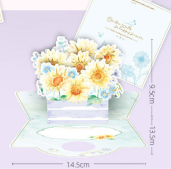 Flower Handbag 3D/Pop-up Cards for Birthday/Event/Gift/Mother's day