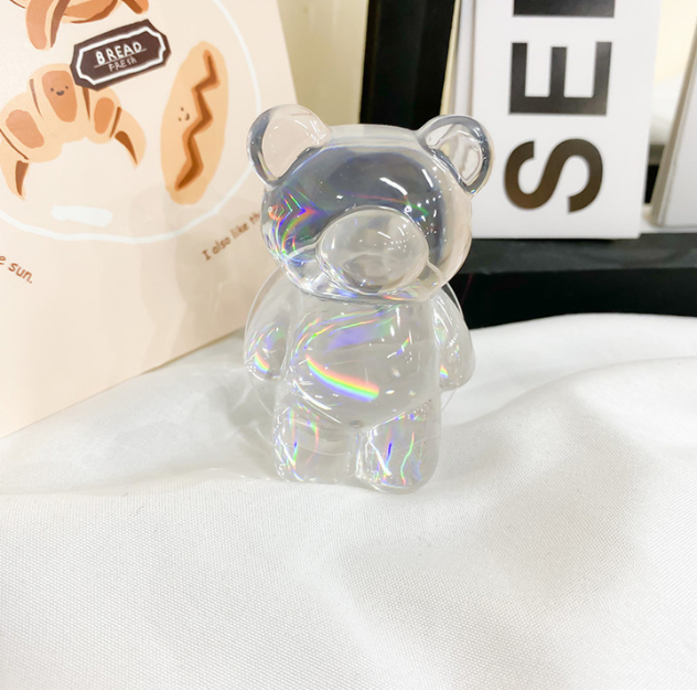 Laser 3D Teddy Bear Resin Smart Phone Finger Holder/Phone Stand for Watching Video/Drama/TV Show