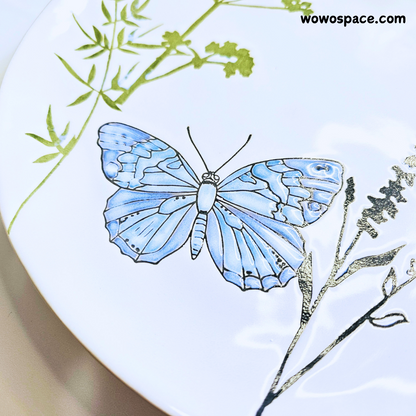 Blue Butterfly Plate for Party/Easter Day/Home Decor Plate/Steak/Event (28cm / 11")