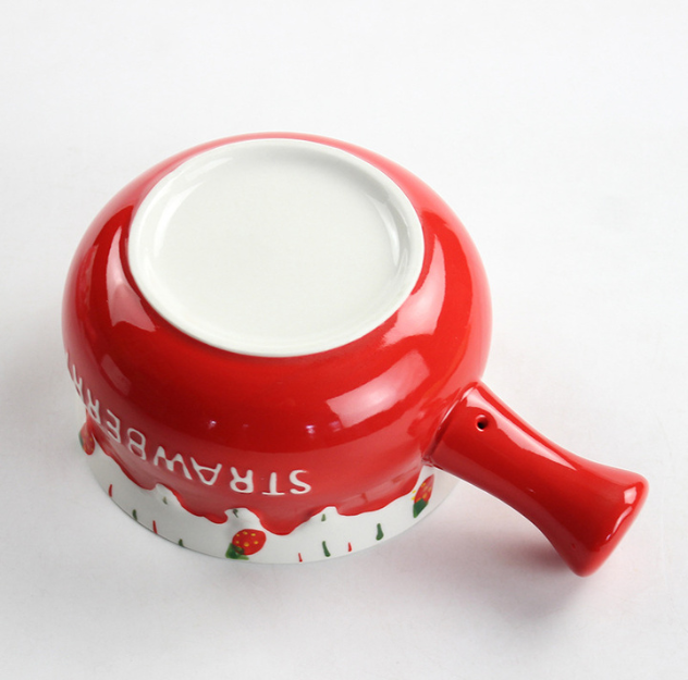 Strawberry-Shaped Bowl Handle Types for Cereal/Soup/Rice/Food (450ml/15.21oz)