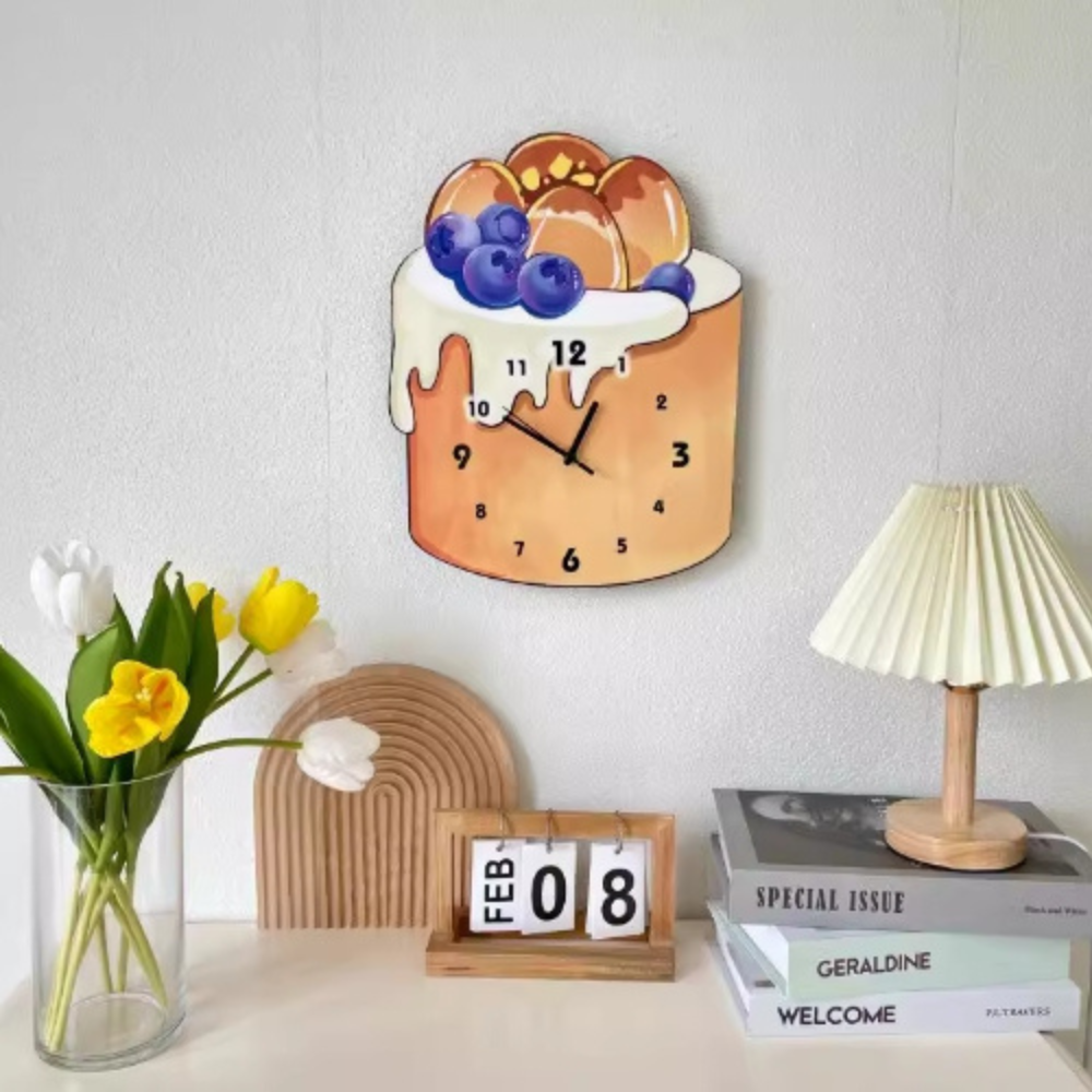 Cake Clock/Novelty Clock/Funny Clock/Wall Clock/Non Ticking for Home Decor