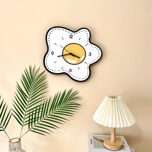 Fried Egg Clock/Novelty Clock/Funny Clock/Wall Clock/Non Ticking for Home Decor