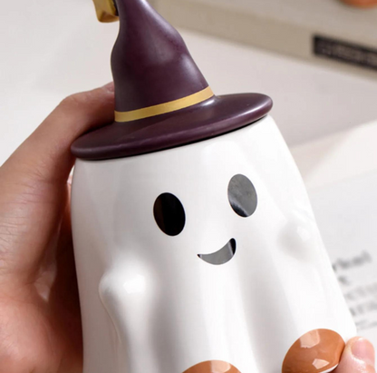 Little Halloween Ghost Mug with Witch Hat Lid (400ml/15.21oz)