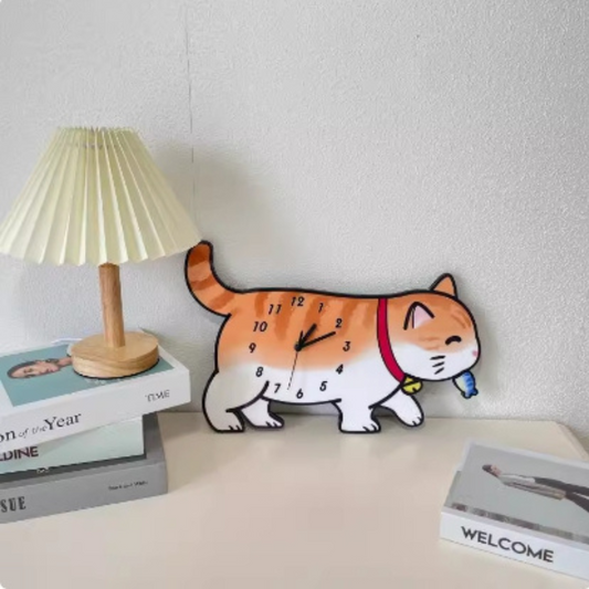 Lovely Kitten Clock//Novelty Clock/Funny Clock/Wall Clock/Non Ticking for Home Decor