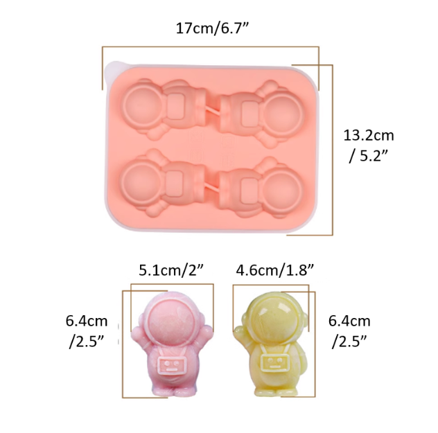 Astronaut Ice Cube Tray Kitchen Accessories 2pcs (Pink)