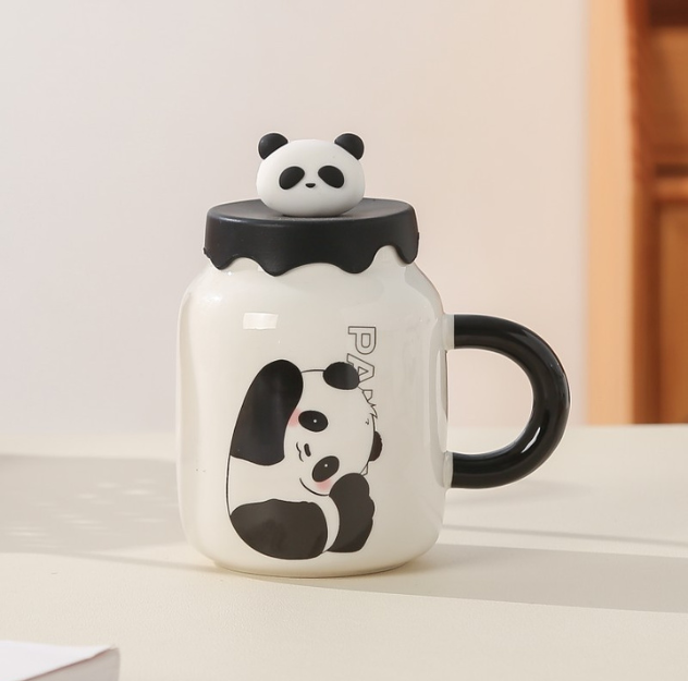 Adorable Baby Panda Mug with Lid and Spoon (430ml/14.54oz)