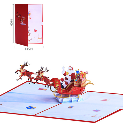 Christmas Santa Sleigh 3D/Pop-up Cards for Christmas/Birthday/Event/Gift/Mother's day