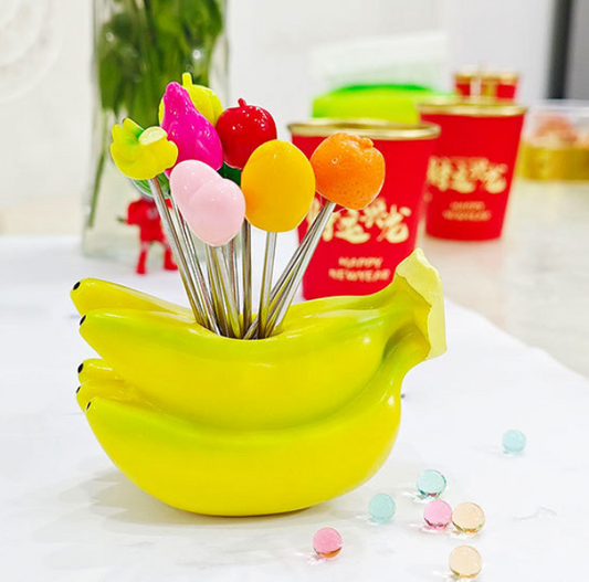 Banana-Shaped Fruit Fork Set (10pcs)