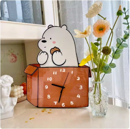 Baby Bear Inside Box Clock/Novelty Clock/Funny Clock/Wall Clock/Non Ticking for Home Decor