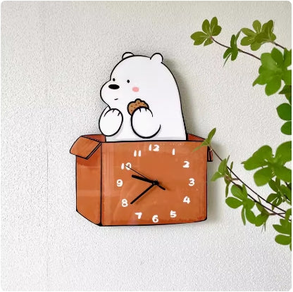 Baby Bear Inside Box Clock/Novelty Clock/Funny Clock/Wall Clock/Non Ticking for Home Decor