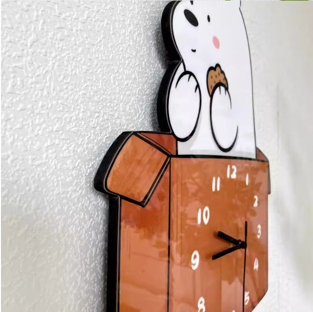 Baby Bear Inside Box Clock/Novelty Clock/Funny Clock/Wall Clock/Non Ticking for Home Decor