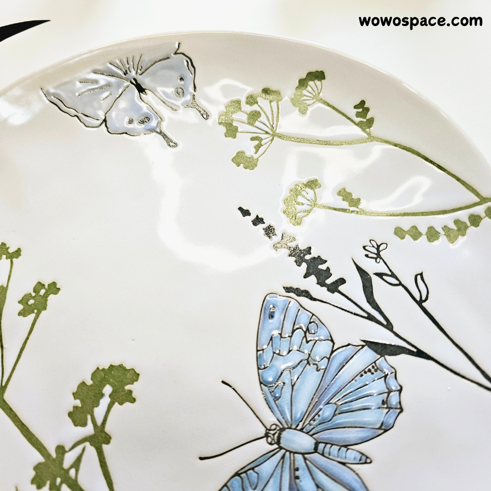 Blue Butterfly Plate for Party/Easter Day/Home Decor Plate/Steak/Event (28cm / 11")