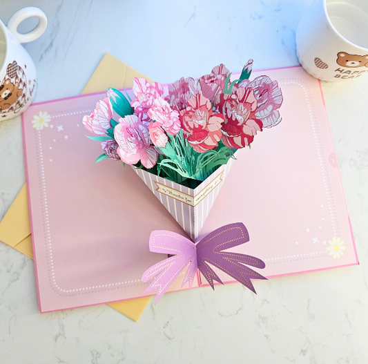 Carnation 3D/Pop-up Cards for Birthday/Event/Gift/Mother's day