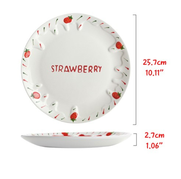 Strawberry Plate(White) for Birthday/Event/Gift/Mother's day