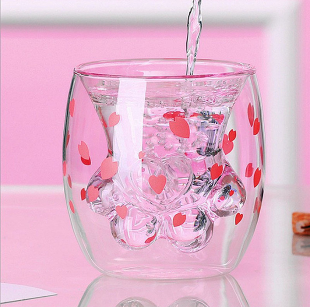 Baby Kitten Paw-Shaped 3D Glass Cup