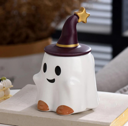 Little Halloween Ghost Mug with Witch Hat Lid (400ml/15.21oz)