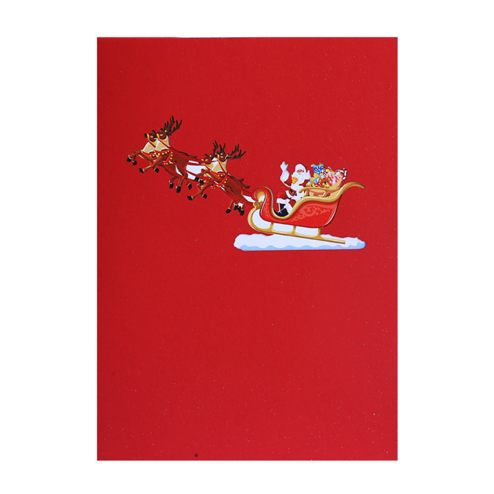 Christmas Santa Sleigh 3D/Pop-up Cards for Christmas/Birthday/Event/Gift/Mother's day