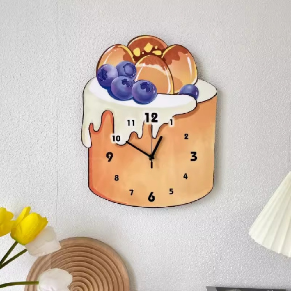 Cake Clock/Novelty Clock/Funny Clock/Wall Clock/Non Ticking for Home Decor