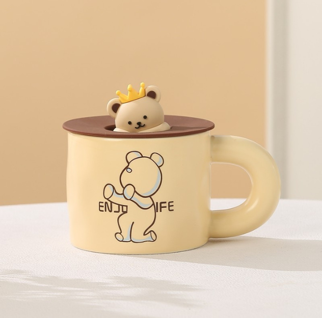 Bear Mug with Baby Teddy Bear King Lid (400ml/13.52oz)