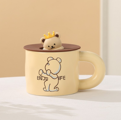 Bear Mug with Baby Teddy Bear King Lid (400ml/13.52oz)