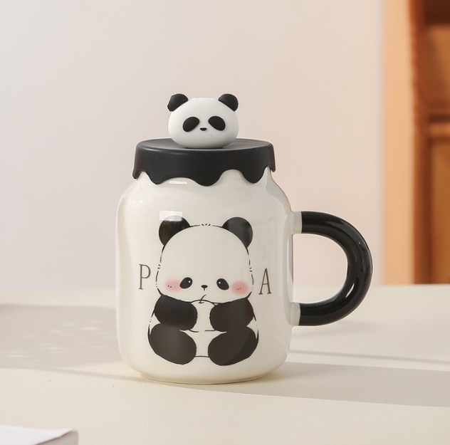 Adorable Baby Panda Mug with Lid and Spoon (430ml/14.54oz)