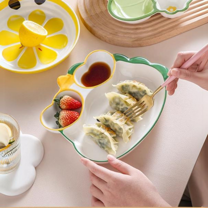 Adorable Baby Dinosaur Plate/Fries Plate/Dumpling Plate/Sushi Plate, Separate Sauce Compartment Place