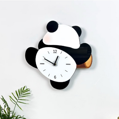 Baby Panda Clock/Novelty Clock/Funny Clock/Wall Clock/Non Ticking for Home Decor