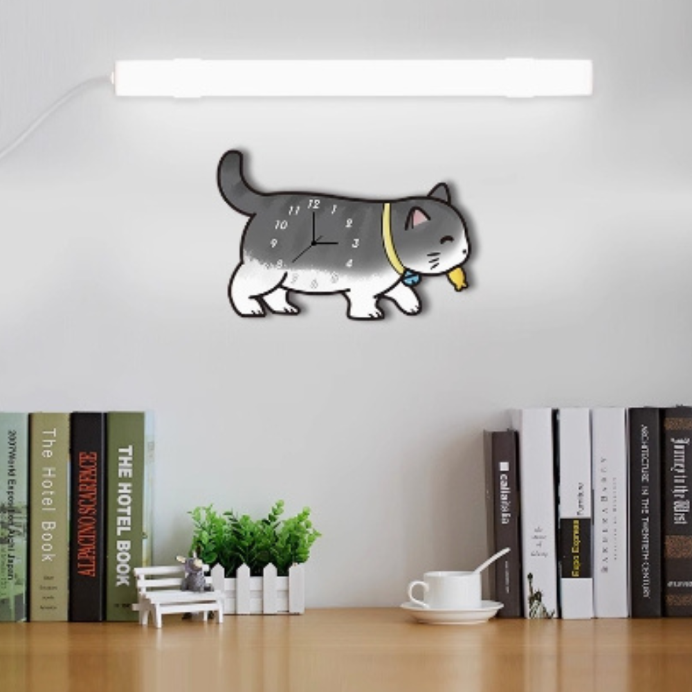 Lovely Kitten Clock/Animal Clock/Novelty Clock/Funny Clock/Wall Clock/Non Ticking for Home Decor