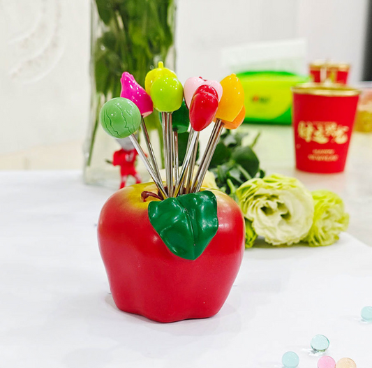 Apple-Shaped Fruit Fork Set (10pcs)