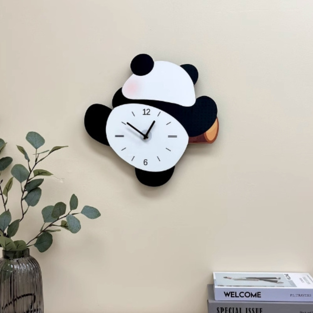 Baby Panda Clock/Novelty Clock/Funny Clock/Wall Clock/Non Ticking for Home Decor