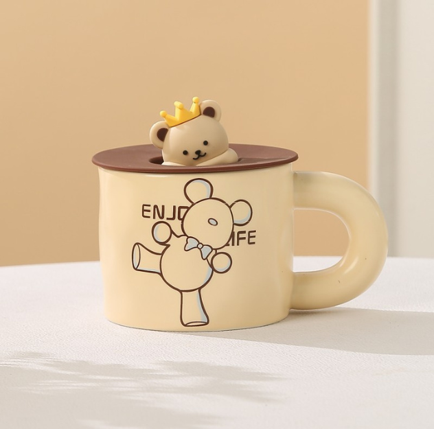 Bear Mug with Baby Teddy Bear King Lid (400ml/13.52oz)