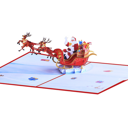 Christmas Santa Sleigh 3D/Pop-up Cards for Christmas/Birthday/Event/Gift/Mother's day