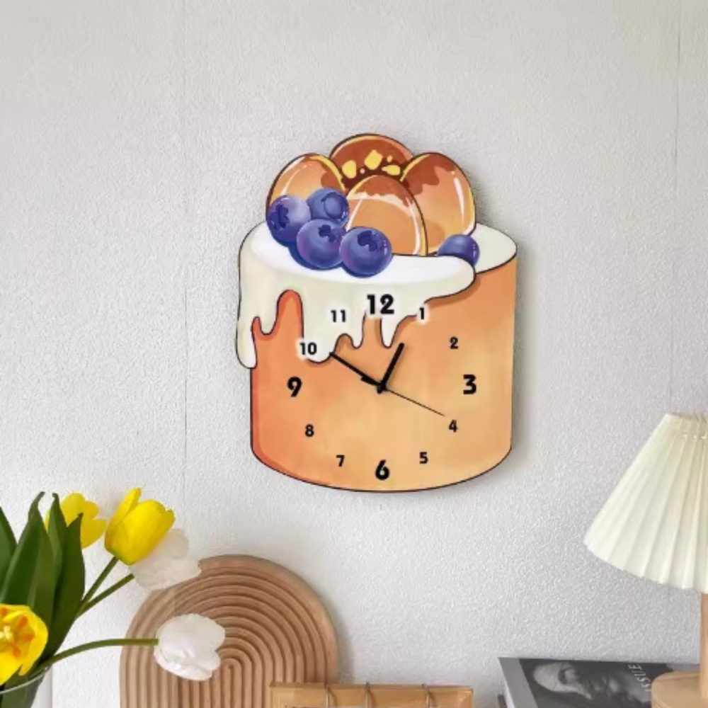 Cake Clock/Novelty Clock/Funny Clock/Wall Clock/Non Ticking for Home Decor