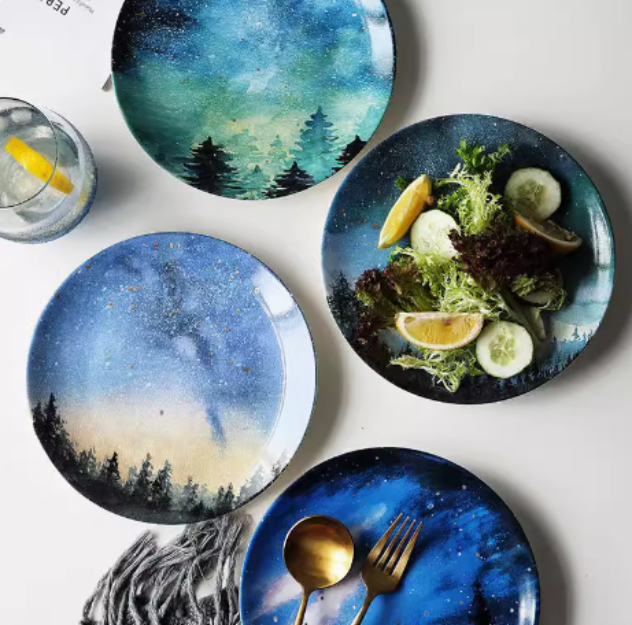 Dreamy Cosmic Galaxy Plates for Dinner/Food/Hot Food(20.5cm/8.07")