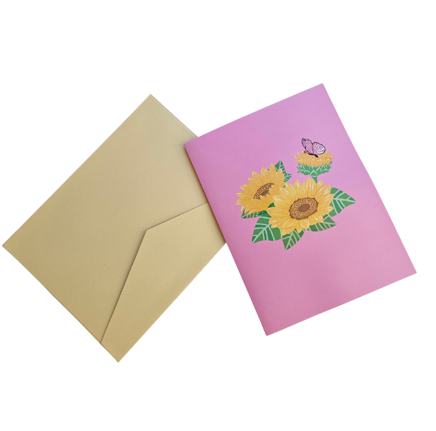 Butterfly Perched on Sunflower 3D/Pop-up Cards for Birthday/Event/Gift/Mother's day