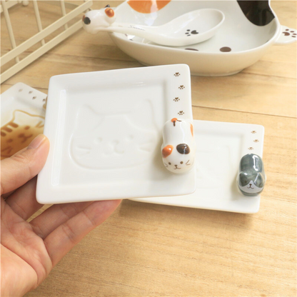 Cute Japanese Style 3D Kitten Sushi Plates, Sauce Plate, Sauce Bowl, Sushi Sauce Plates(9.5x9.5/3.74"x3.74")