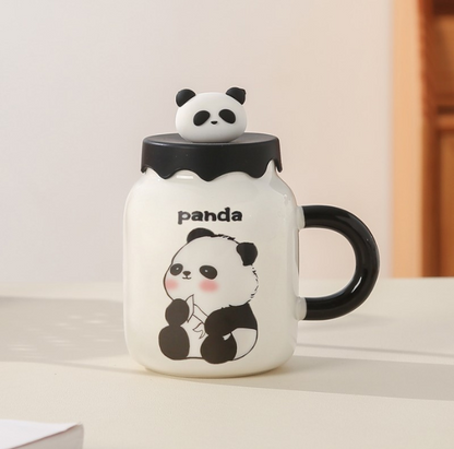 Adorable Baby Panda Mug with Lid and Spoon (430ml/14.54oz)