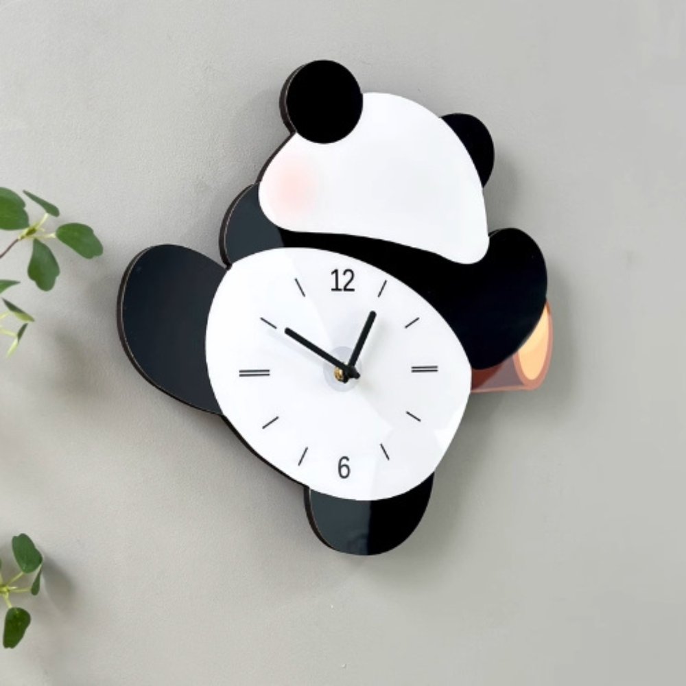 Baby Panda Clock/Novelty Clock/Funny Clock/Wall Clock/Non Ticking for Home Decor