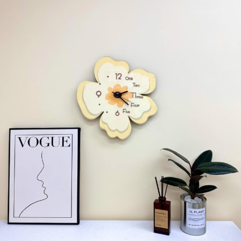 Flower-Shaped Clock/Novelty Clock/Funny Clock/Wall Clock/Non Ticking for Home Decor