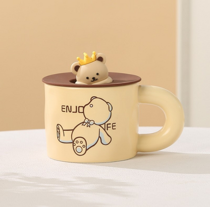 Bear Mug with Baby Teddy Bear King Lid (400ml/13.52oz)