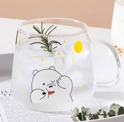 Adorable Baby Bear Glass Cup with Baby Bear Lid for Coffee/Tea/Milk/Party 480ml/16.23oz