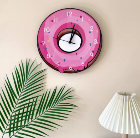 Donut-Shaped Clock/Novelty Clock/Funny Clock/Wall Clock/Non Ticking for Home Decor