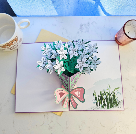 Gardenia Bouquet 3D/Pop-up Cards for Birthday/Event/Gift/Mother's day