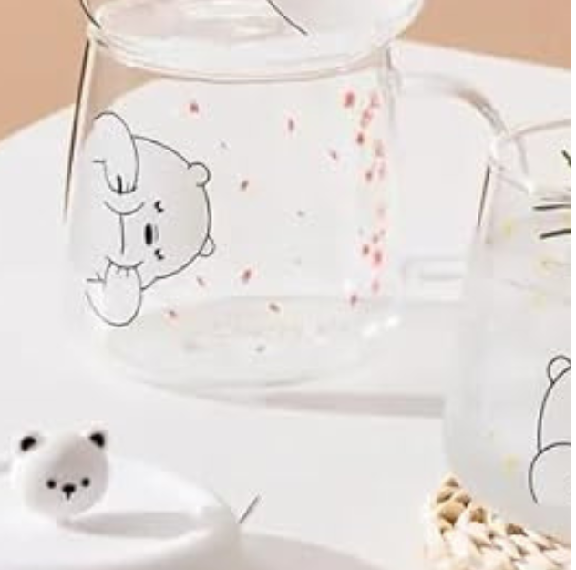 Adorable Baby Bear Glass Cup with Baby Bear Lid for Coffee/Tea/Milk/Party 480ml/16.23oz