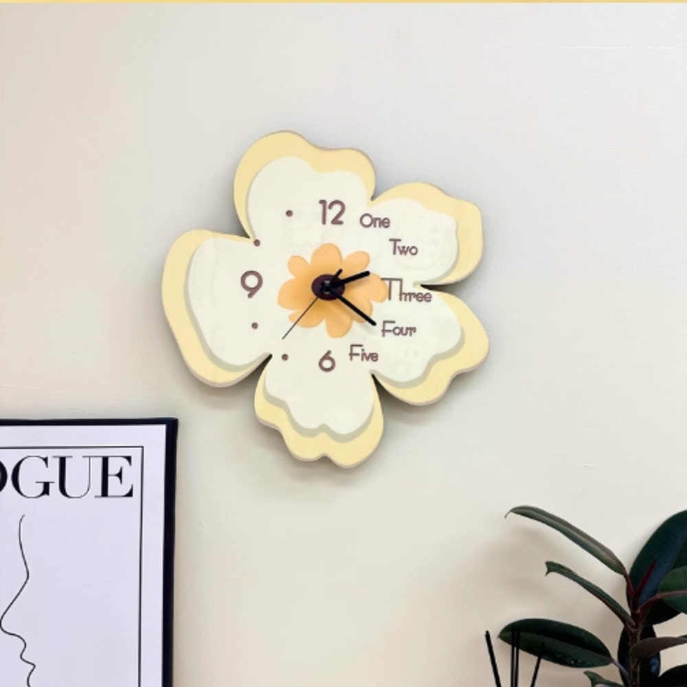 Flower-Shaped Clock/Novelty Clock/Funny Clock/Wall Clock/Non Ticking for Home Decor